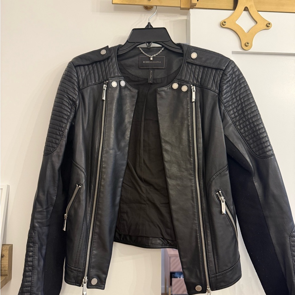 BCBG Black Leather Jacket